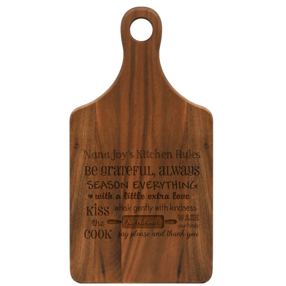 Paddle Cutting Board "Nana Joy's Kitchen Rules"