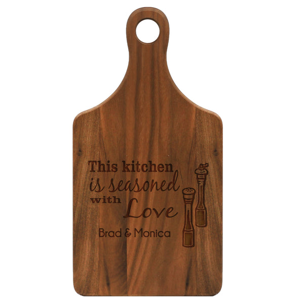 Paddle Cutting Board "This Kitchen is Seasoned with Love"