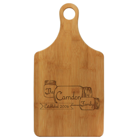 Paddle Cutting Board "Camden Family Mason Jars"