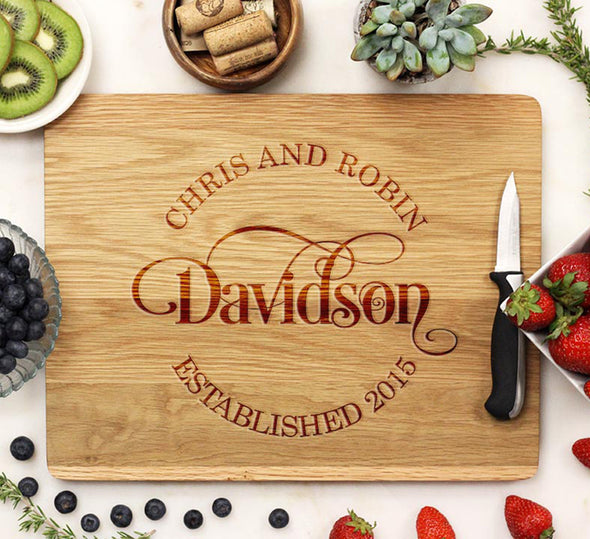 Swirly Last Name Personalized Cutting Board