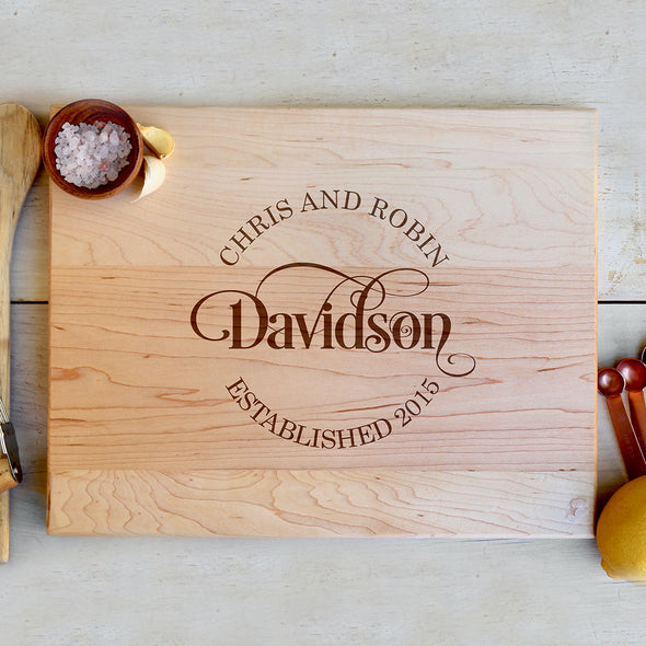 Swirly Last Name Personalized Cutting Board