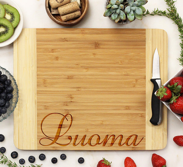 Custom Wood Cutting Board "Engraved Last Name Bottom Luoma"