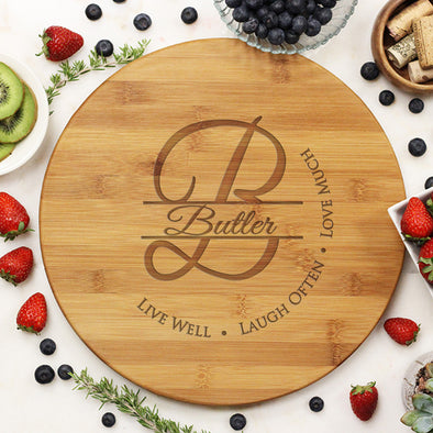 Round Cutting Board "Butler Live Laugh Love"