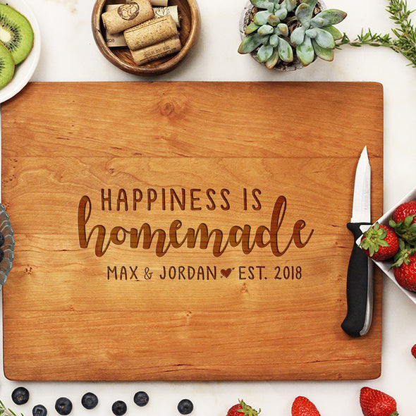 Personalized Cutting Board, Custom Cutting Board, Customized Happiness is Homemade Cutting Board, "Happiness Is Homemade" Personalized Cutting Board