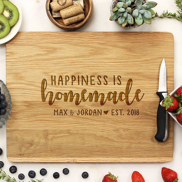 Personalized Cutting Board, Custom Cutting Board, Customized Happiness is Homemade Cutting Board, "Happiness Is Homemade" Personalized Cutting Board