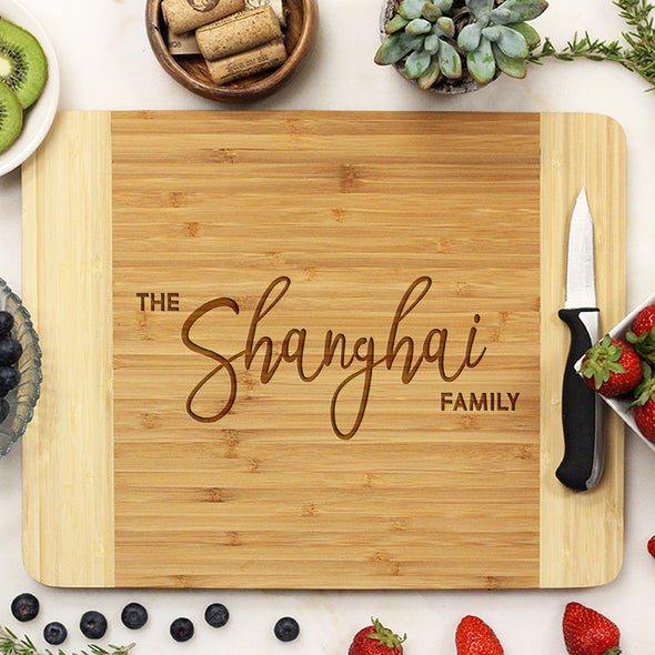 Personalized Bamboo Cutting Board, Custom Family Engraved Cutting Board, Custom Cutting Board "David & Martha"