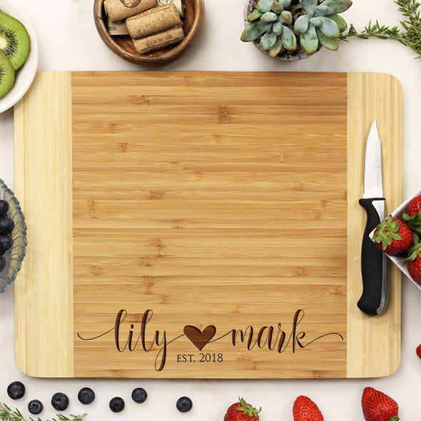 Personalized Bamboo Cutting Board, Custom Wedding Engraved Cutting Board, Custom Cutting Board 