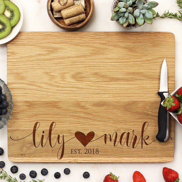 Personalized White Oak Wedding Cutting Board, , Custom Cutting Board