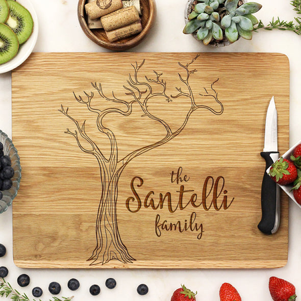 Custom Tree Cutting Board, Custom Engraved Cutting Board with Tree, Personalized Cutting Board "Santelli Family"