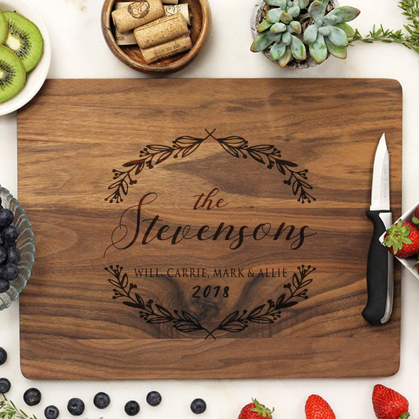 walnut cutting board, custom engraved cutting board, personalized cutting board