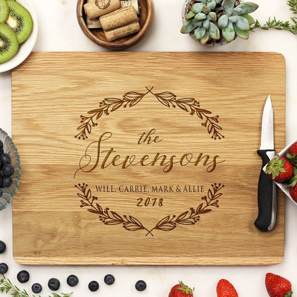 white oak cutting board, custom engraved cutting board, personalized cutting board