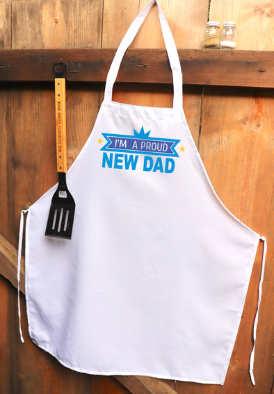 Chef Apron, Custom Apron, Personalized Apron "Proud New Dad"