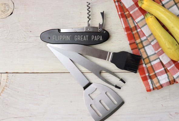 Barbecue Tool set, BBQ Tool Set, "Flippin' Great Papa" Personalized Gift for him