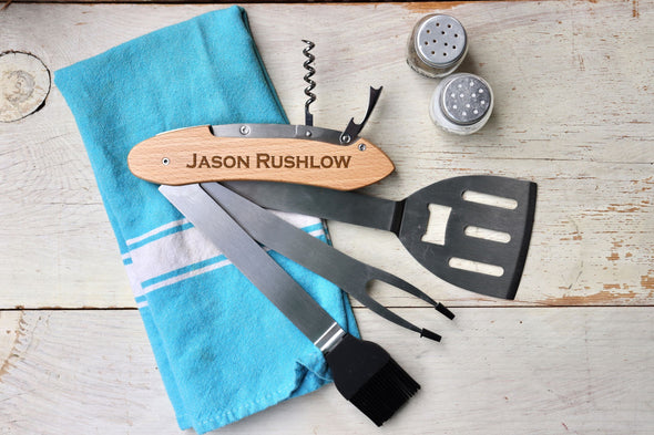 Barbecue Tool set, BBQ Tool Set, "Jason Rushlow" Personalized Gift for him