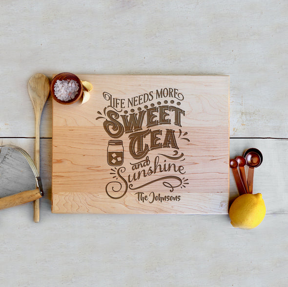 Custom Farmhouse Cutting Board "Sweet Tea and Sunshine"