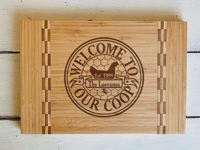 Custom Farmhouse Cutting Board "Welcome to Our Coop"