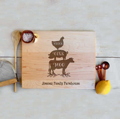 Custom Farmhouse Cutting Board "Jimenez Family Farmhouse"