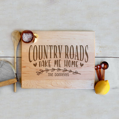 Custom Farmhouse Cutting Board "Country Roads"