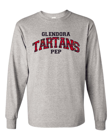 Glendora Tartans Pep Script or Block Font Long Sleeve Shirt