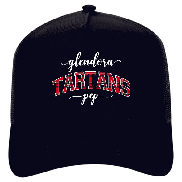 Glendora Tartans Pep Script or Block Font Hat