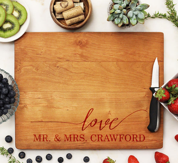 Cutting Board "Love Mr Mrs Crawford"