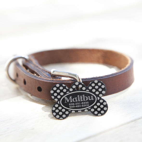 Bone Dog Tag - "Polka Dot"