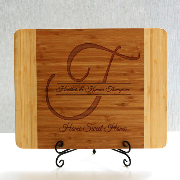 "Thompson Initial" Cutting Board & Black Stand