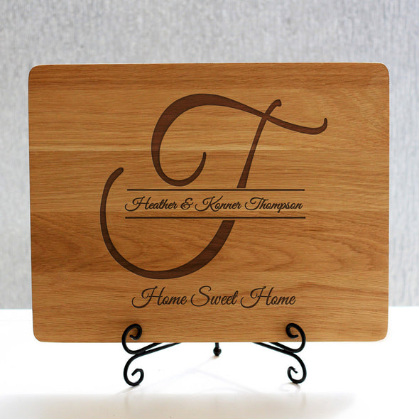 "Thompson Initial" Cutting Board & Black Stand