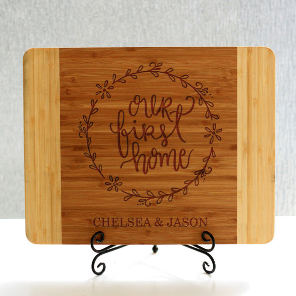 "Our First Home Chelsea Jason" Cutting Board & Stand