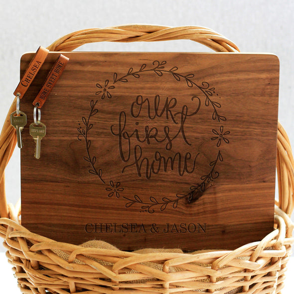 "Our First Home Chelsea Jason" Cutting Board & Key Chains