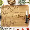 Custom Cutting Board with Tree & Bench, Personalized Wedding Gift, Anthony & Tricia Martinez