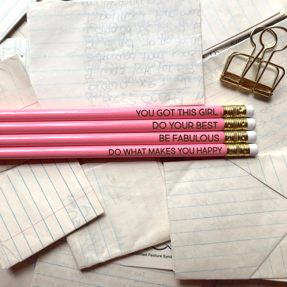 Positivity Pencils, Pink Inspirational Pencils, Fun Pencils