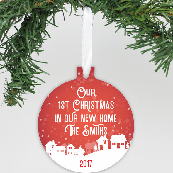 Personalized Aluminum Ornament - "Our First Christmas In Our New Home"