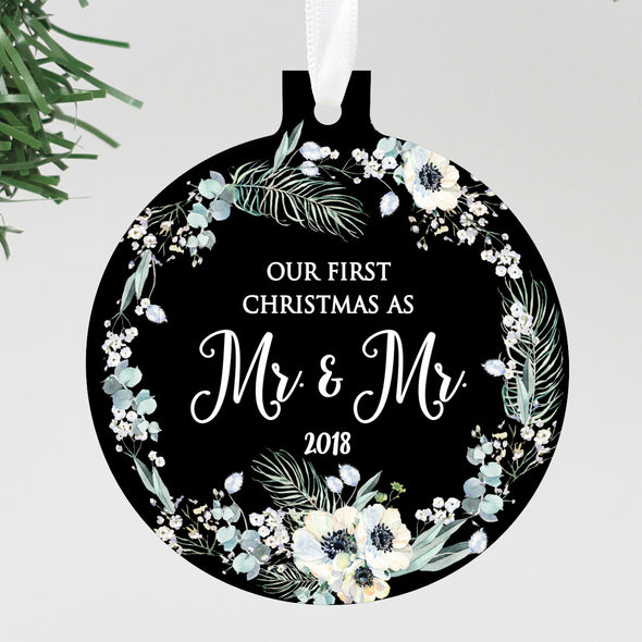 Mr. & Mr. First Christmas Ornament, Custom Gay Ornament