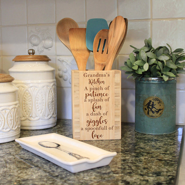 Utensil Holder - "Grandma's Kitchen Quote"