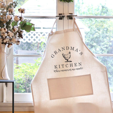 Grandma's Kitchen Apron, Custom Apron, Personalized Apron for Grandma "Grandma's Kitchen with Chicken"