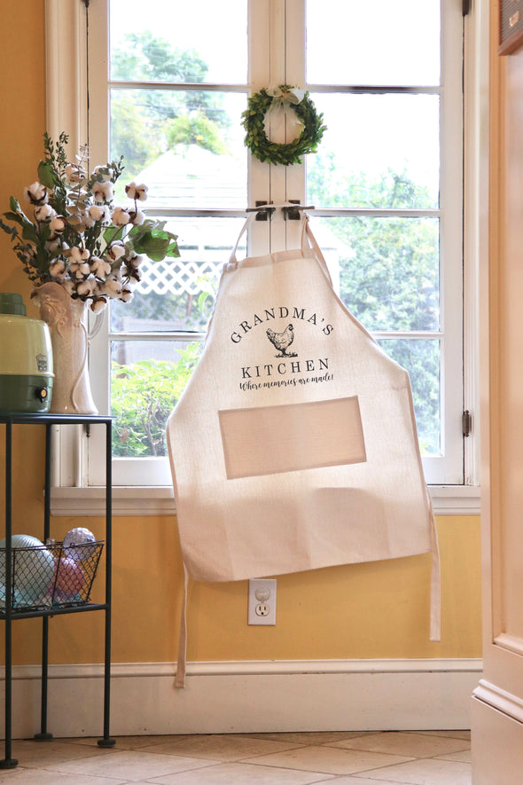 Grandma's Kitchen Apron, Custom Apron, Personalized Apron for Grandma "Grandma's Kitchen with Chicken"