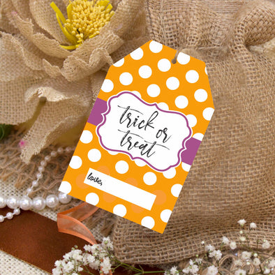 Reusable Halloween Goodie Bag Tags "Trick or Treat" (Set of 5)