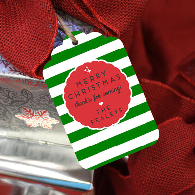 Personalized Reusable Christmas Gift Tags "Merry Christmas Thanks for Coming" (Set of 5)
