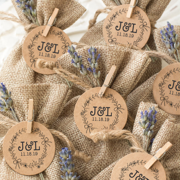 Custom Wedding Stamp, DIY Wedding Favor Stamp "J&L"