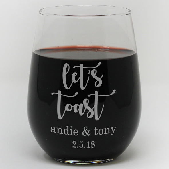 Personalized Let's Toast Wine Glass