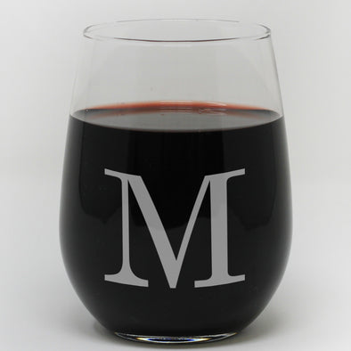 Stemless Wine Glass - "Personalized Initial"