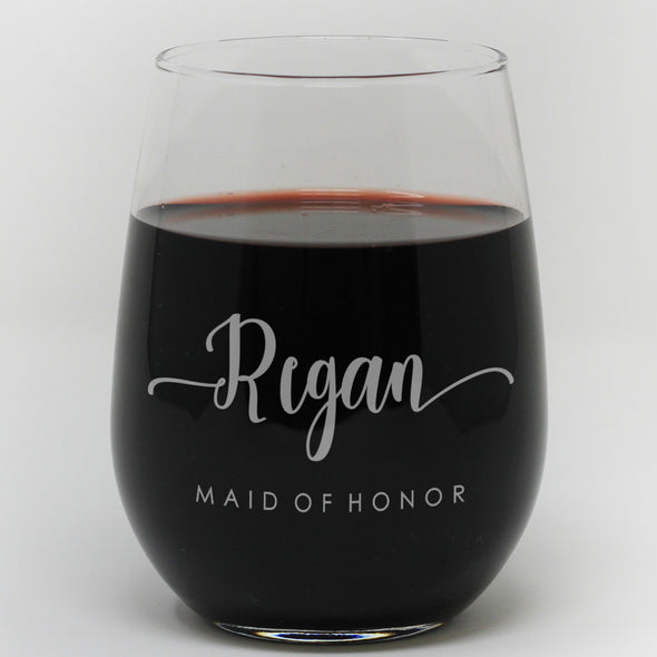 Stemless Wine Glass - "Personalized Maid Of Honor"