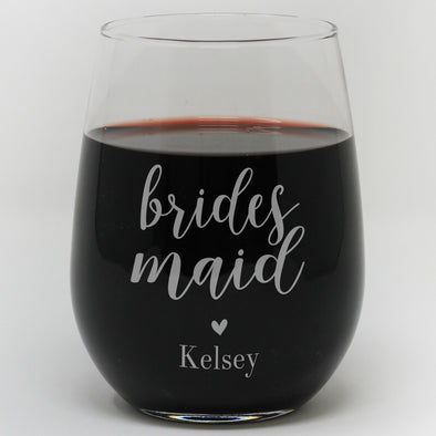 Brides Maid Wine Glass Personalized