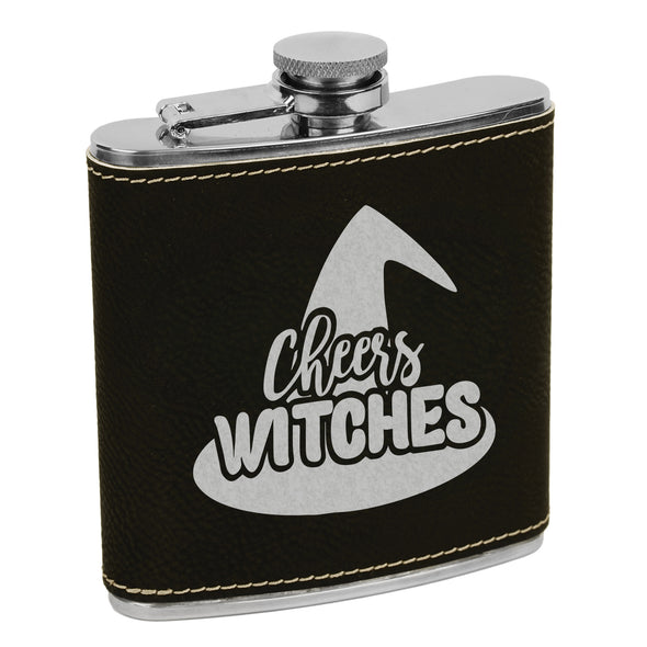 Cheers Witches Flask, Halloween Flask, Funny Halloween Flask, Silly Halloween Flask