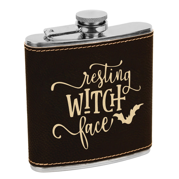 Resting Witch Face Flask, Halloween Flask, Funny Halloween Flask, Silly Halloween Flask