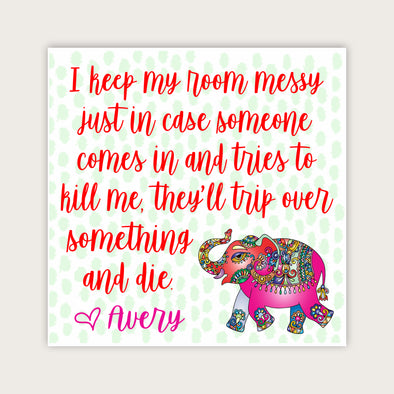 Messy Room Wall Door Sign, Kid's Room Sign, Custom Wall Sign, "Avery"