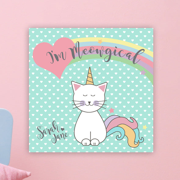 Caticorn Wall Door Sign, Kid's Room Sign, Custom Wall Sign, "Sarah Jane"