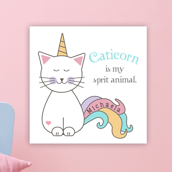 Caticorn Wall Door Sign, Kid's Room Sign, Custom Wall Sign, "Michaela"