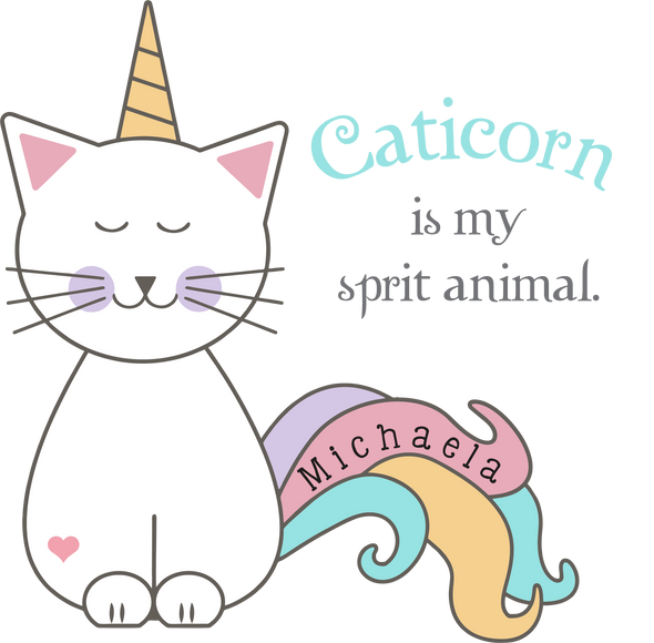 Caticorn Wall Door Sign, Kid's Room Sign, Custom Wall Sign, "Michaela"